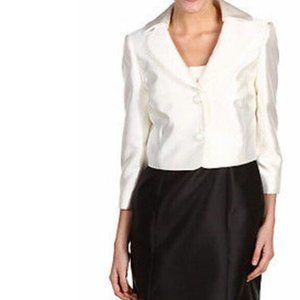 Tahari Women's Ivory & Black Glenn 3/4 Sleeve Dress Suit Jacket Msrp $178.00